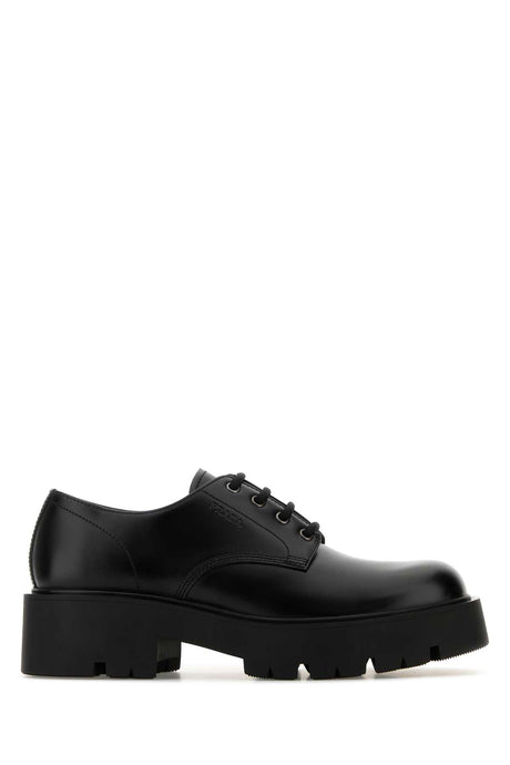 PRADA Classic Black Leather Lace-Up Shoes for Men