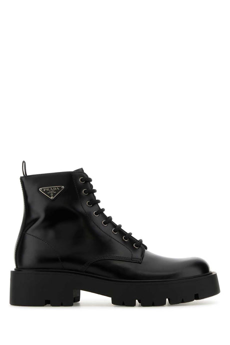 PRADA Stylish Black Leather Ankle Boots for Men