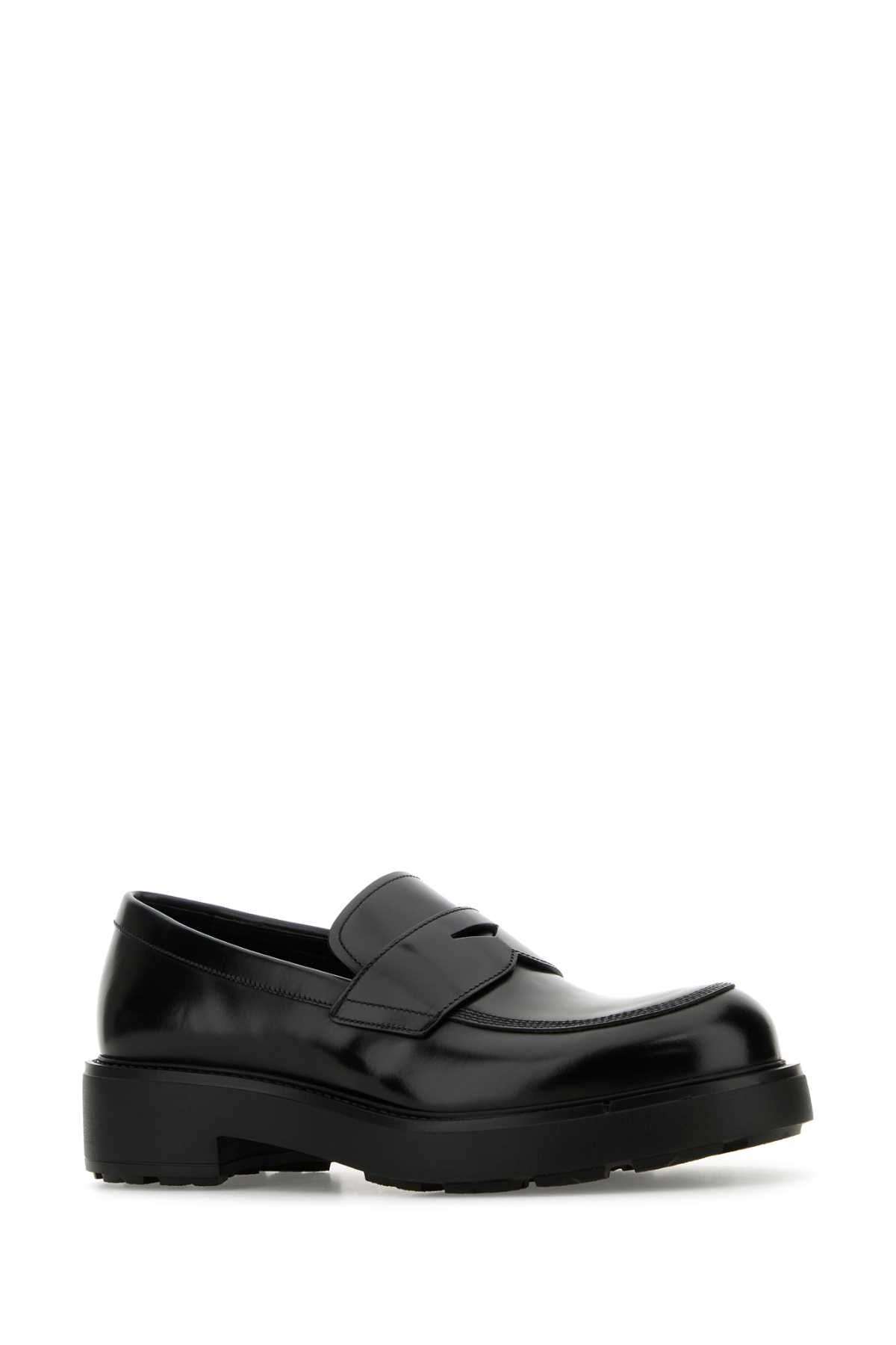 PRADA Classic Black Leather Loafers for Men