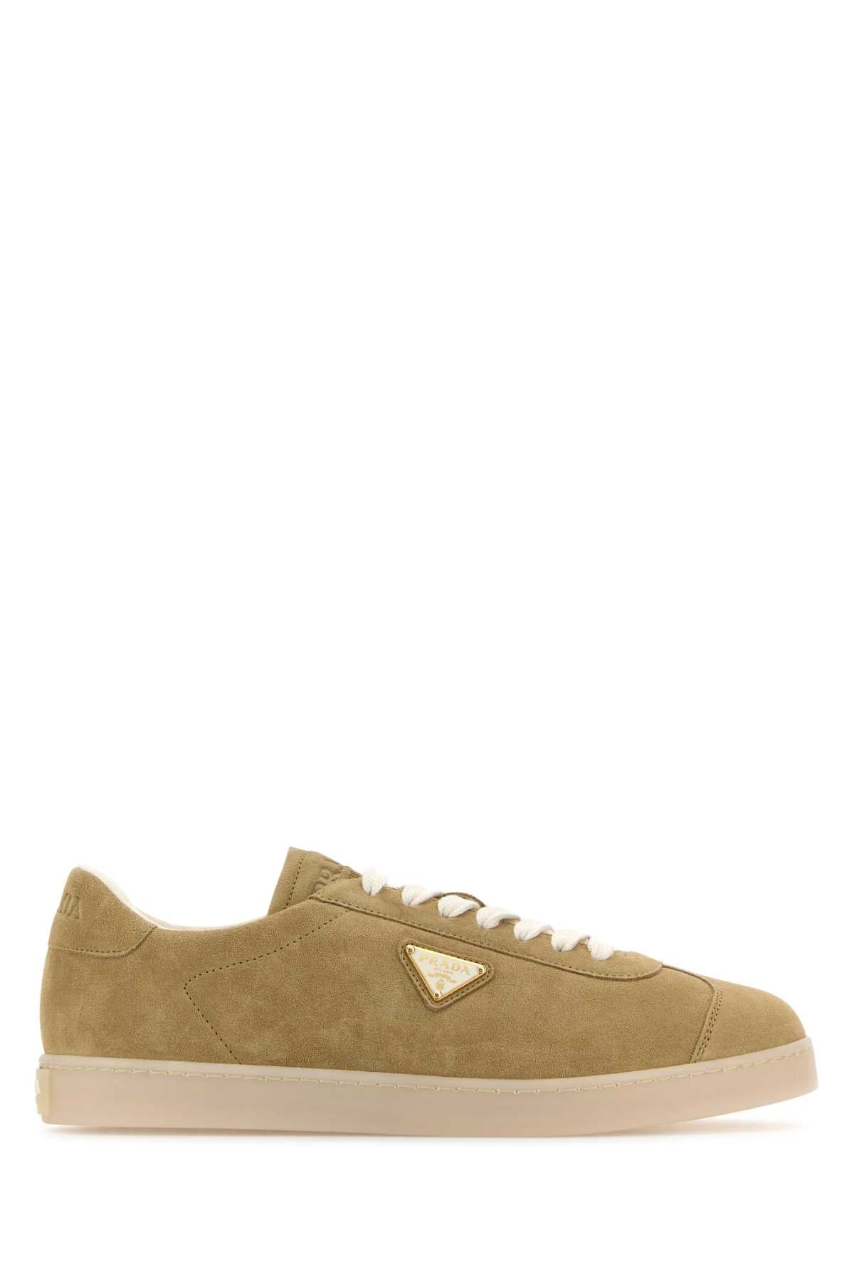 PRADA Elegant Suede Sneakers for Men - Timeless Beige