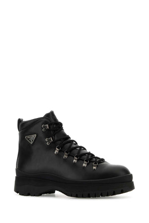 PRADA Sophisticated Black Leather Ankle Boots for Men