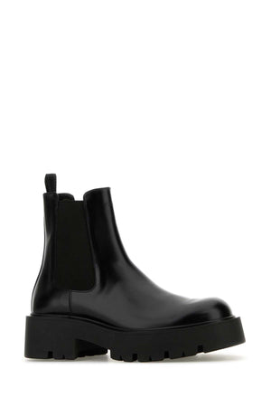 PRADA Stylish Black Leather Ankle Boots for Men