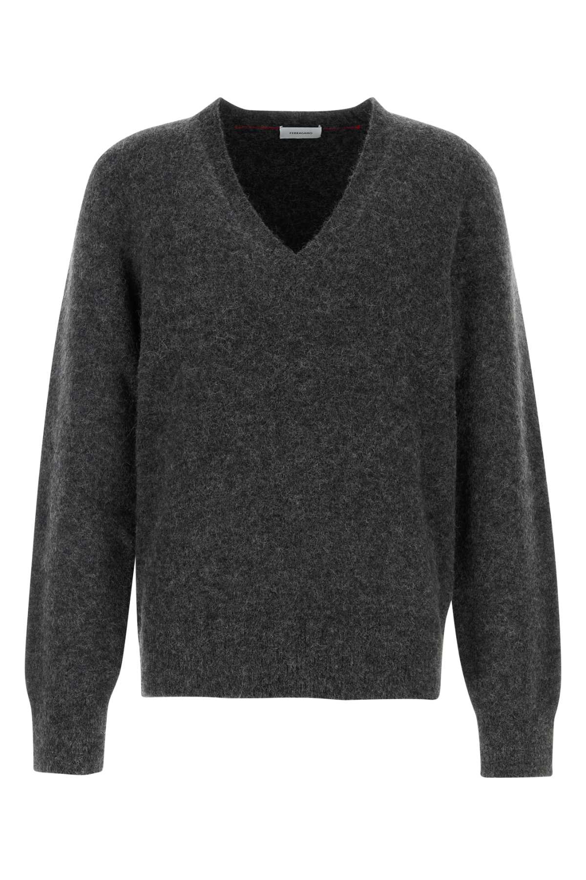 SALVATORE FERRAGAMO Charcoal Stretch Alpaca Blend Sweater for Men