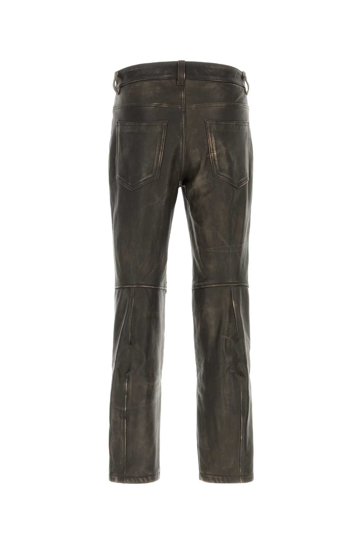 DIESEL Brown Leather P-Nash-Leat Pants for Men