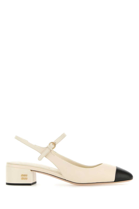 MIU MIU Ivory Leather Pumps with 4 cm Heel