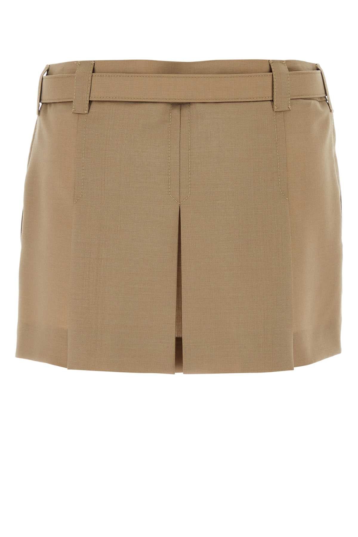 MIU MIU Chic Camel Mohair Blend Mini Skirt