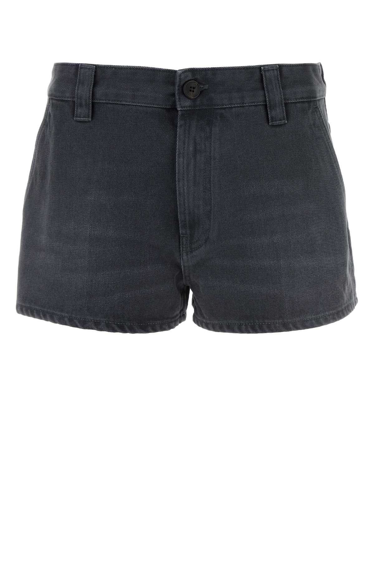 MIU MIU Chic Dark Grey Drill Mini Shorts