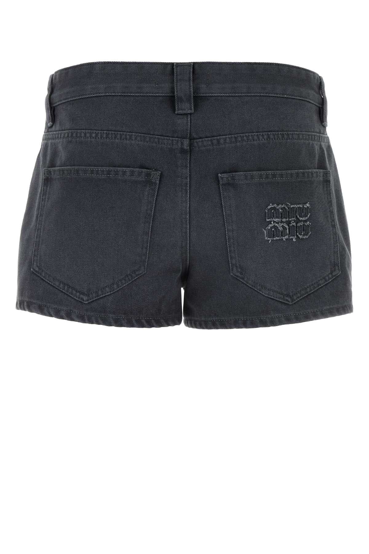 MIU MIU Chic Dark Grey Drill Mini Shorts