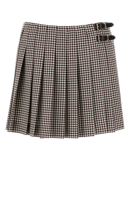 MIU MIU Chic Embroidered Checked Mini Skirt