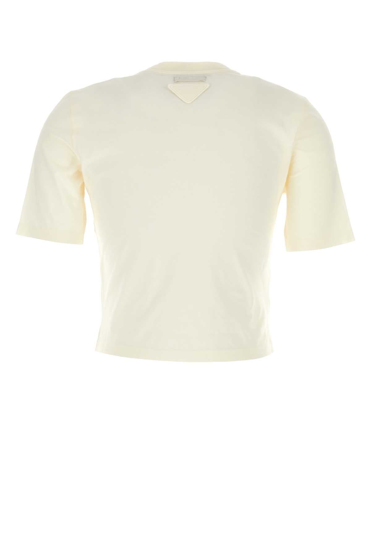 PRADA Elegant Cream Cotton T-Shirt for Women