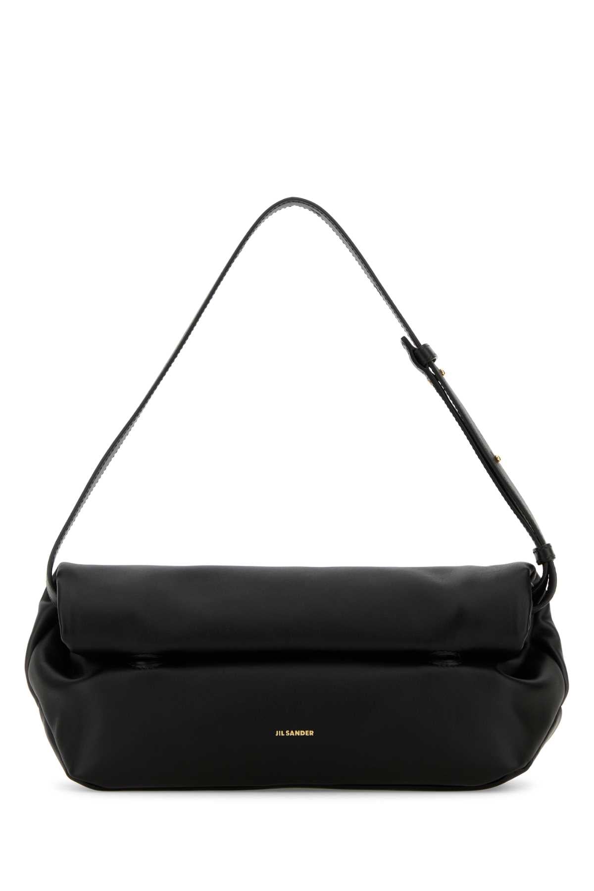 JIL SANDER Mini Black Leather Rollup Shoulder Handbag