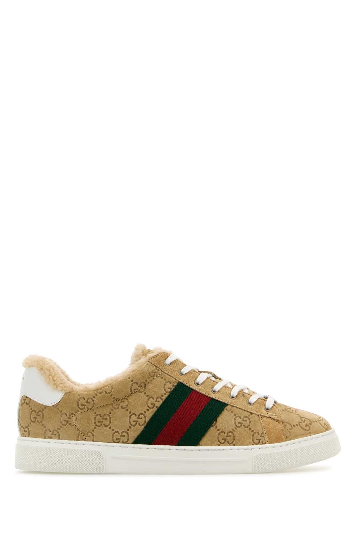 GUCCI Camel Suede Ace Sneakers for Men