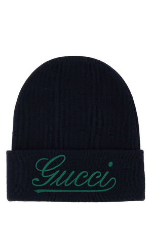 GUCCI Men's Wool Beanie Hat - Dark Blue