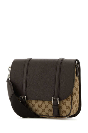 GUCCI Brown Leather GG Crossbody Handbag - 47cm x 30cm x 8cm