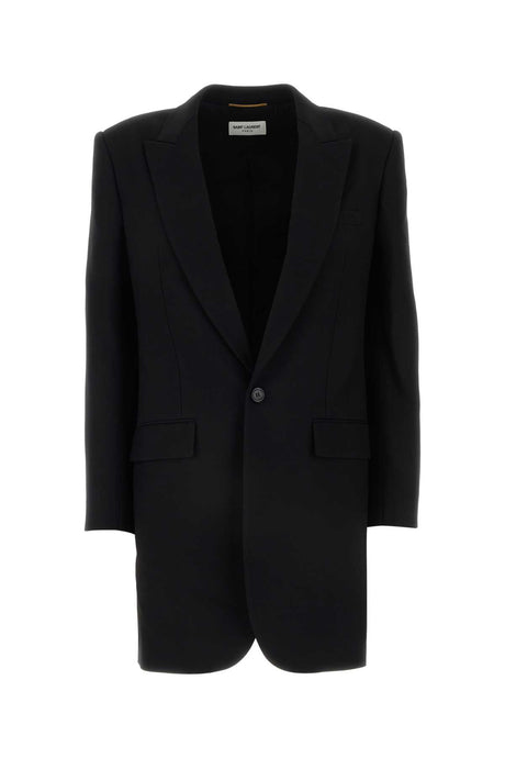 SAINT LAURENT Tailored Black Gabardine Blazer for Women