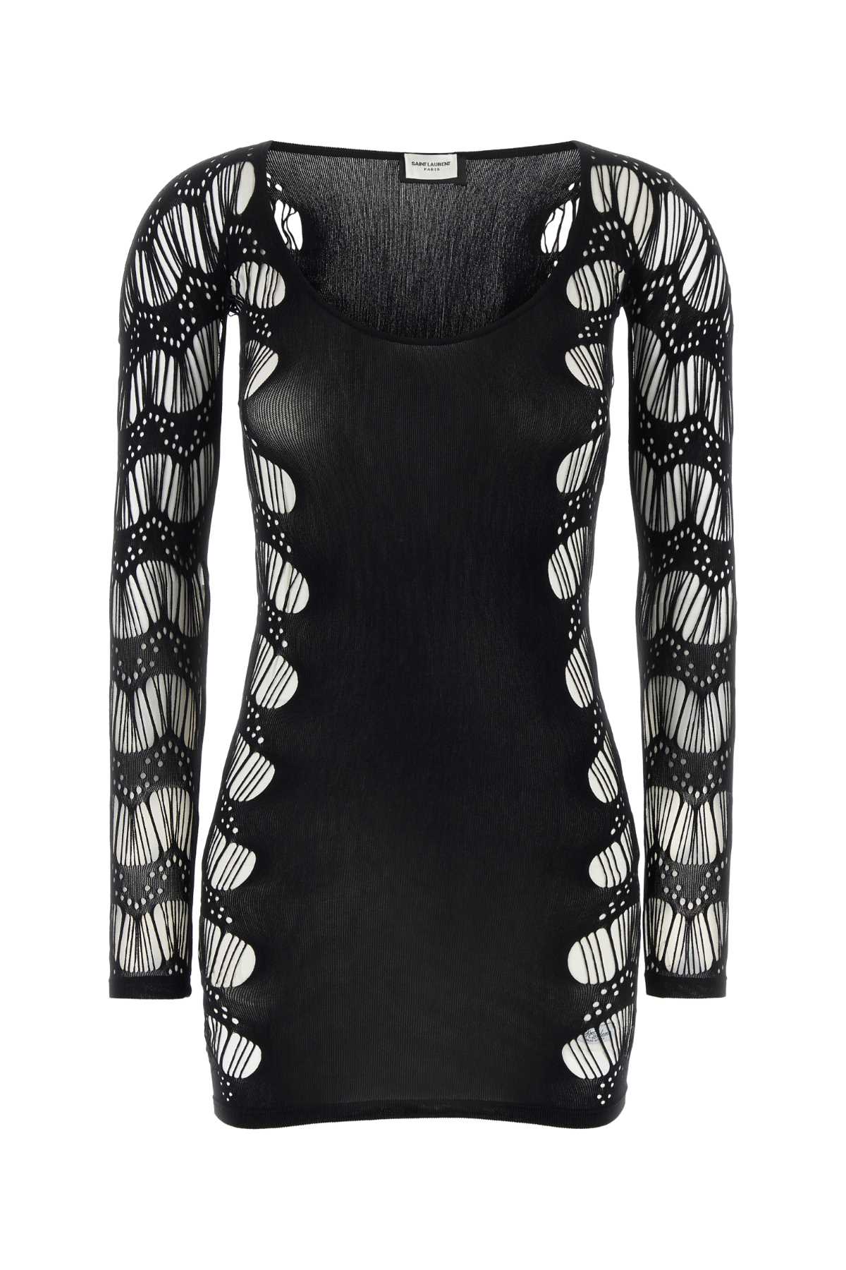 SAINT LAURENT Stylish Black Stretch Nylon Mini Dress