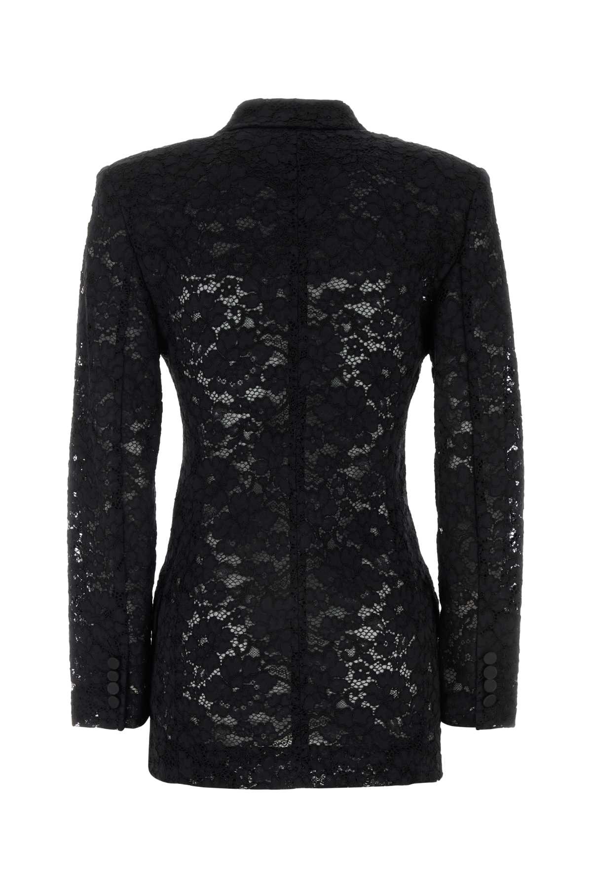 SAINT LAURENT Elegant Black Guipure Lace Blazer