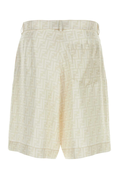 FENDI Embroidered Silk Bermuda Shorts