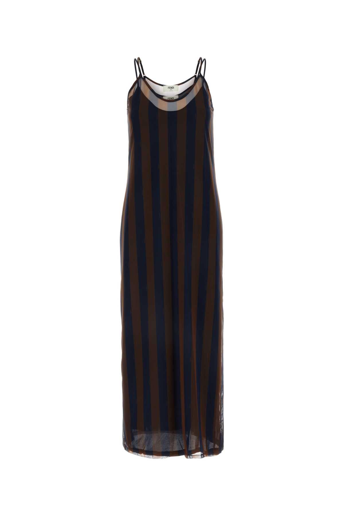 FENDI Printed Stretch Tulle Mini Dress