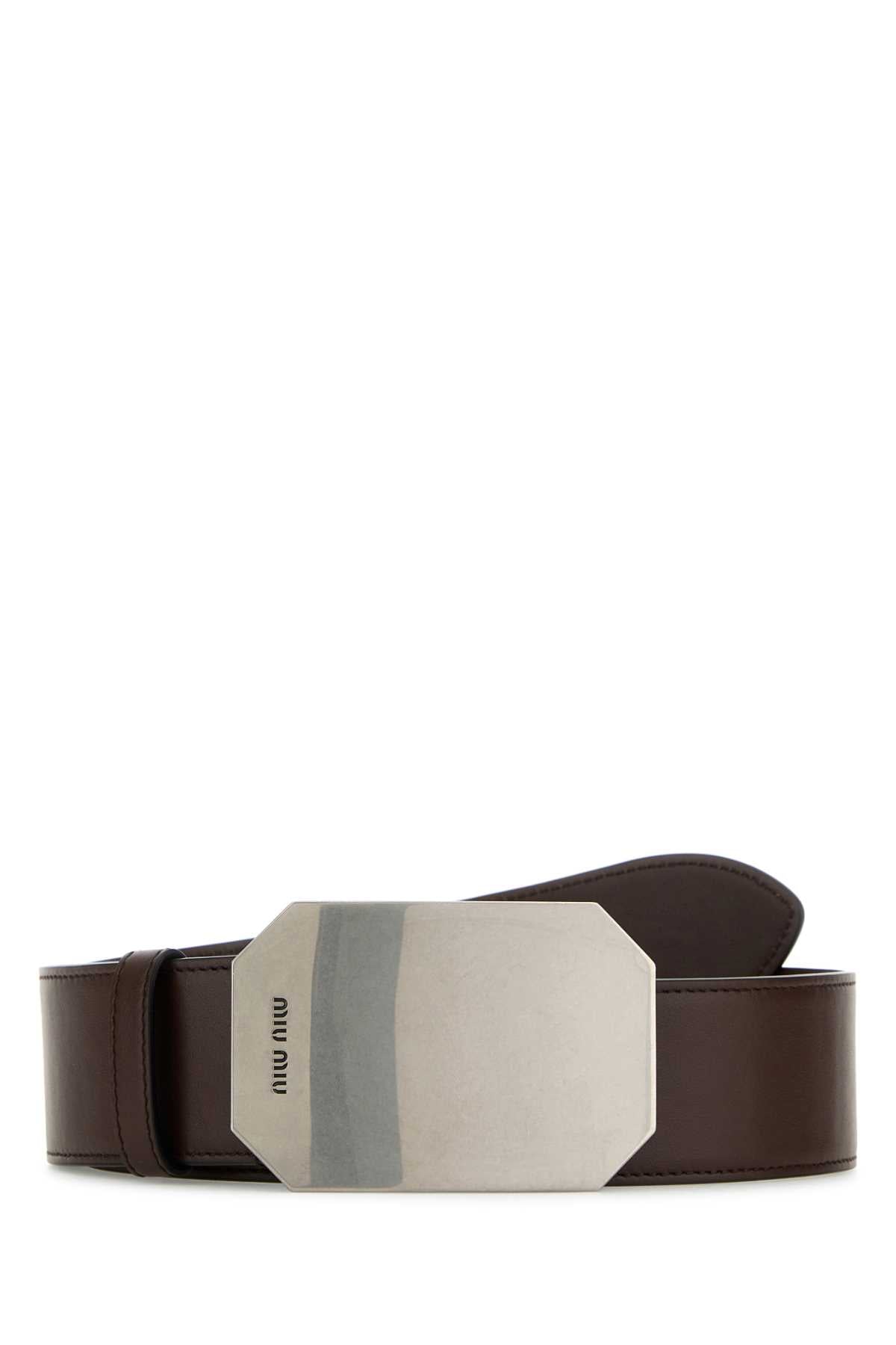 MIU MIU Chic Brown Leather Belt - 4.5 cm Width