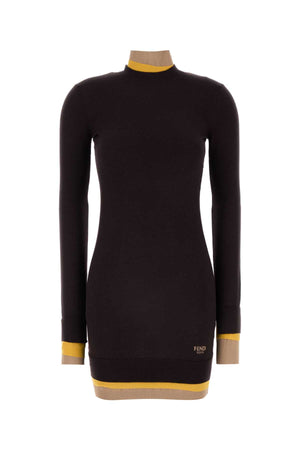 FENDI Plum Wool Blend Mini Dress for Women