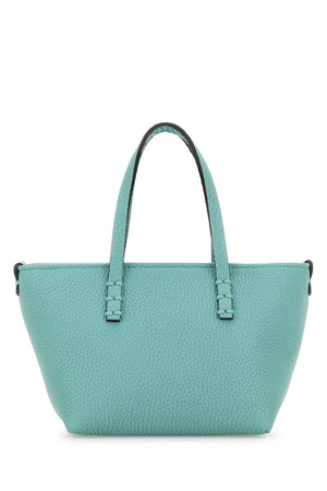 FENDI Mini Light Blue Leather Roll Handbag