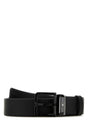 MONTBLANC Elegant Black Leather Belt - 3.5 cm Width