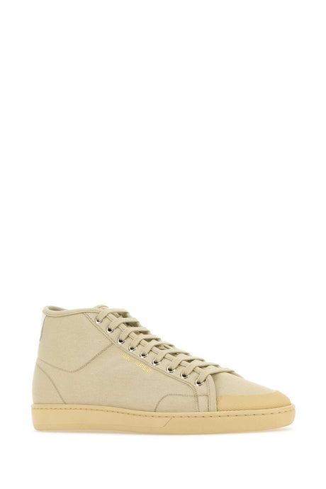 SAINT LAURENT Classic Beige Canvas Court Sneakers for Men