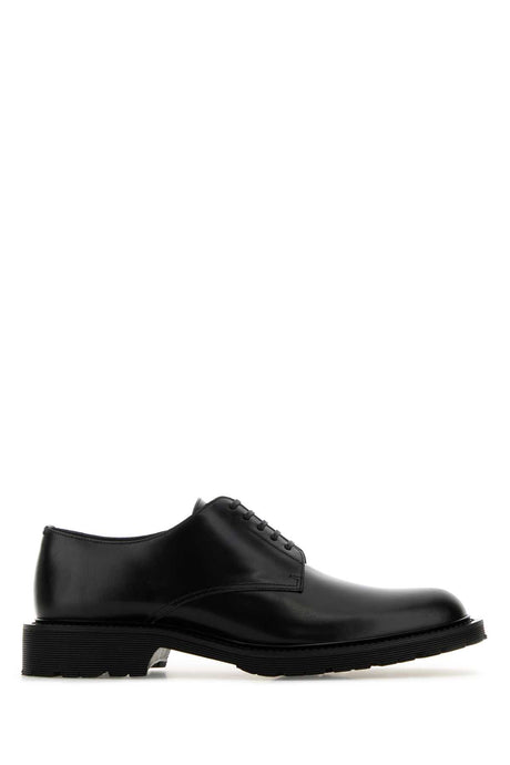 SAINT LAURENT Stylish Black Leather Army Lace-Up Shoes for Men