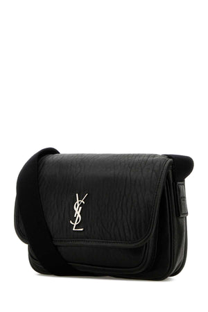 SAINT LAURENT Mini Black Leather Messenger Crossbody Handbag