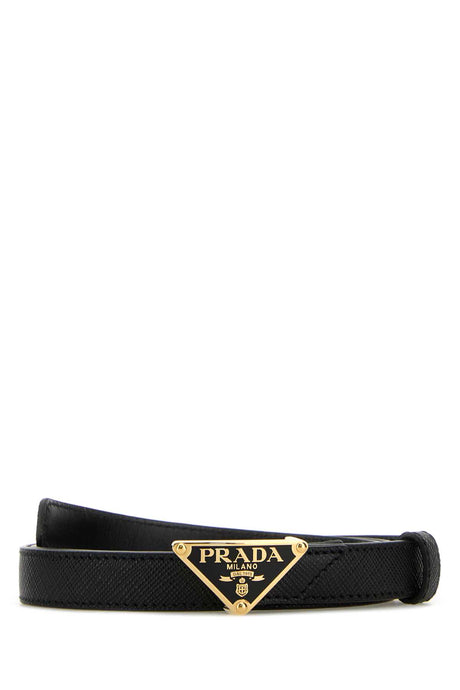 PRADA Elegant Black Leather Belt (1.5 cm Height)