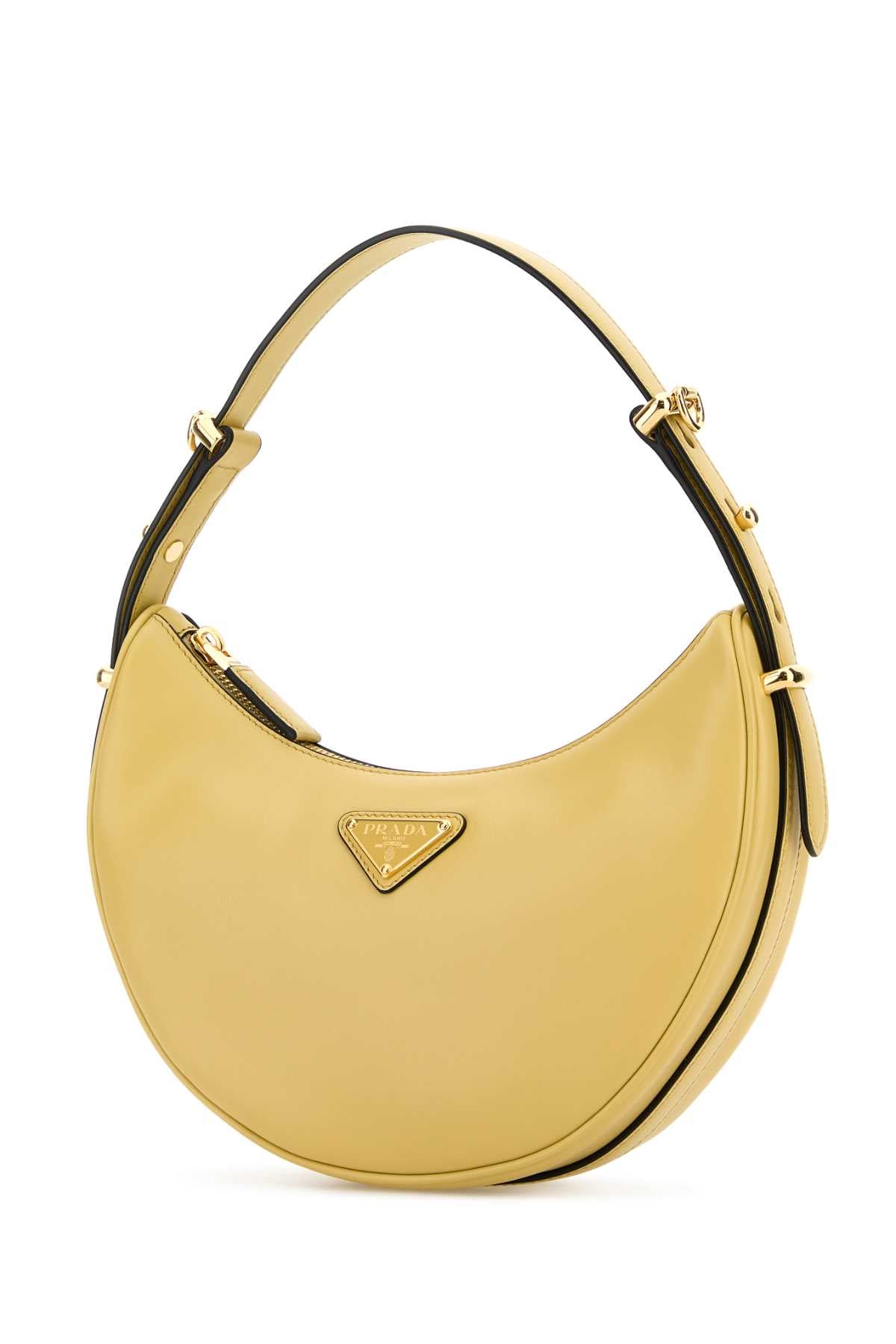 PRADA Mini Leather Handbag in Pastel Yellow - 22.5 cm Width