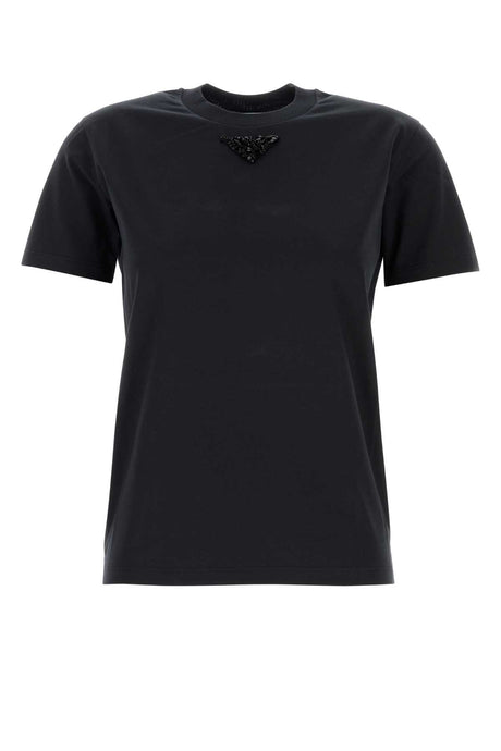 PRADA Graphite Classic Cotton T-Shirt for Women