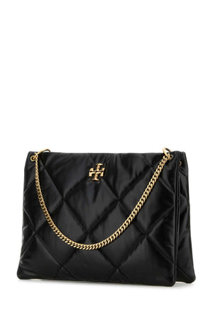 TORY BURCH Elegant Black Leather Kira Shoulder Handbag - 38 cm Width