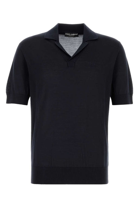 DOLCE & GABBANA Midnight Silk Polo Shirt for Men