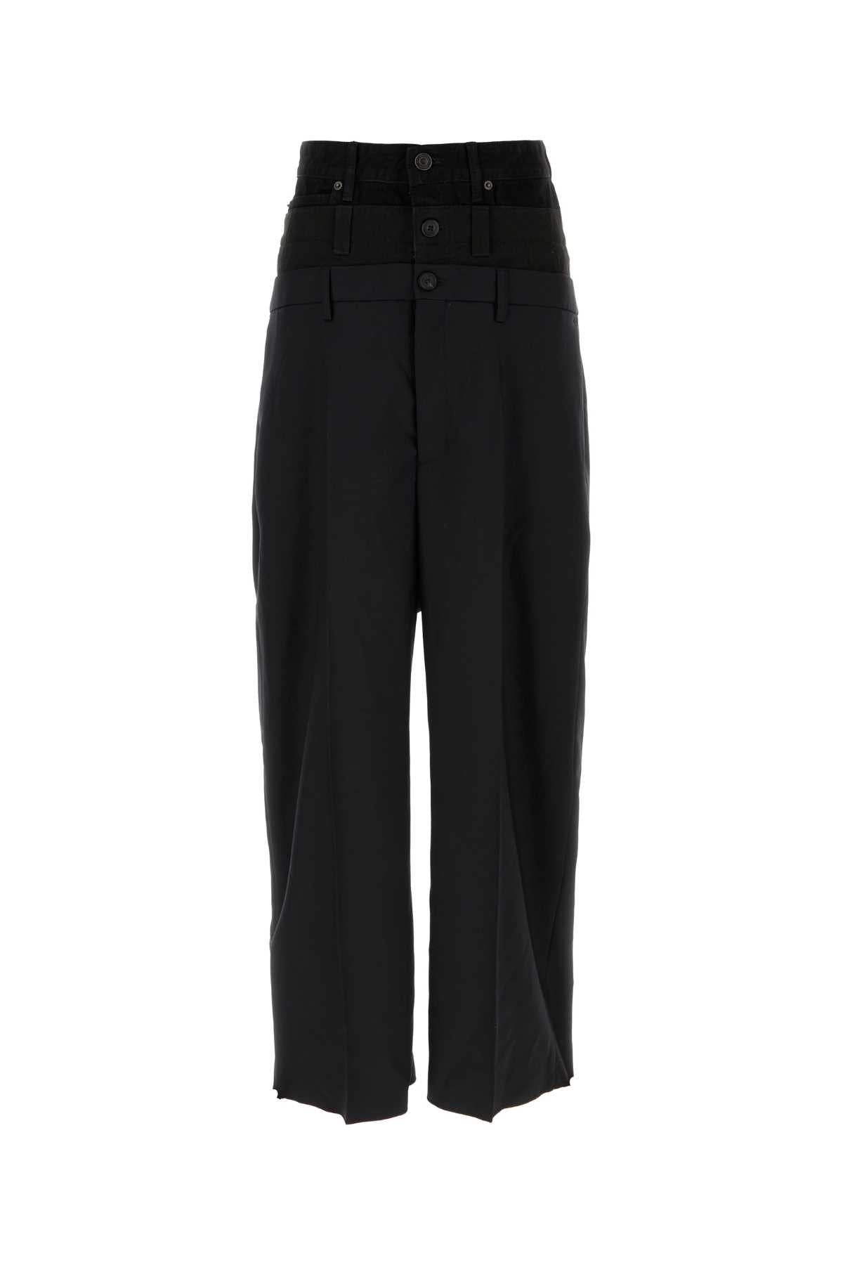 BALENCIAGA Classic Black Wool Blend Pants for Men