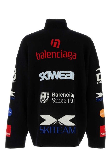 BALENCIAGA Black Stretch Wool Blend Sweater for Men