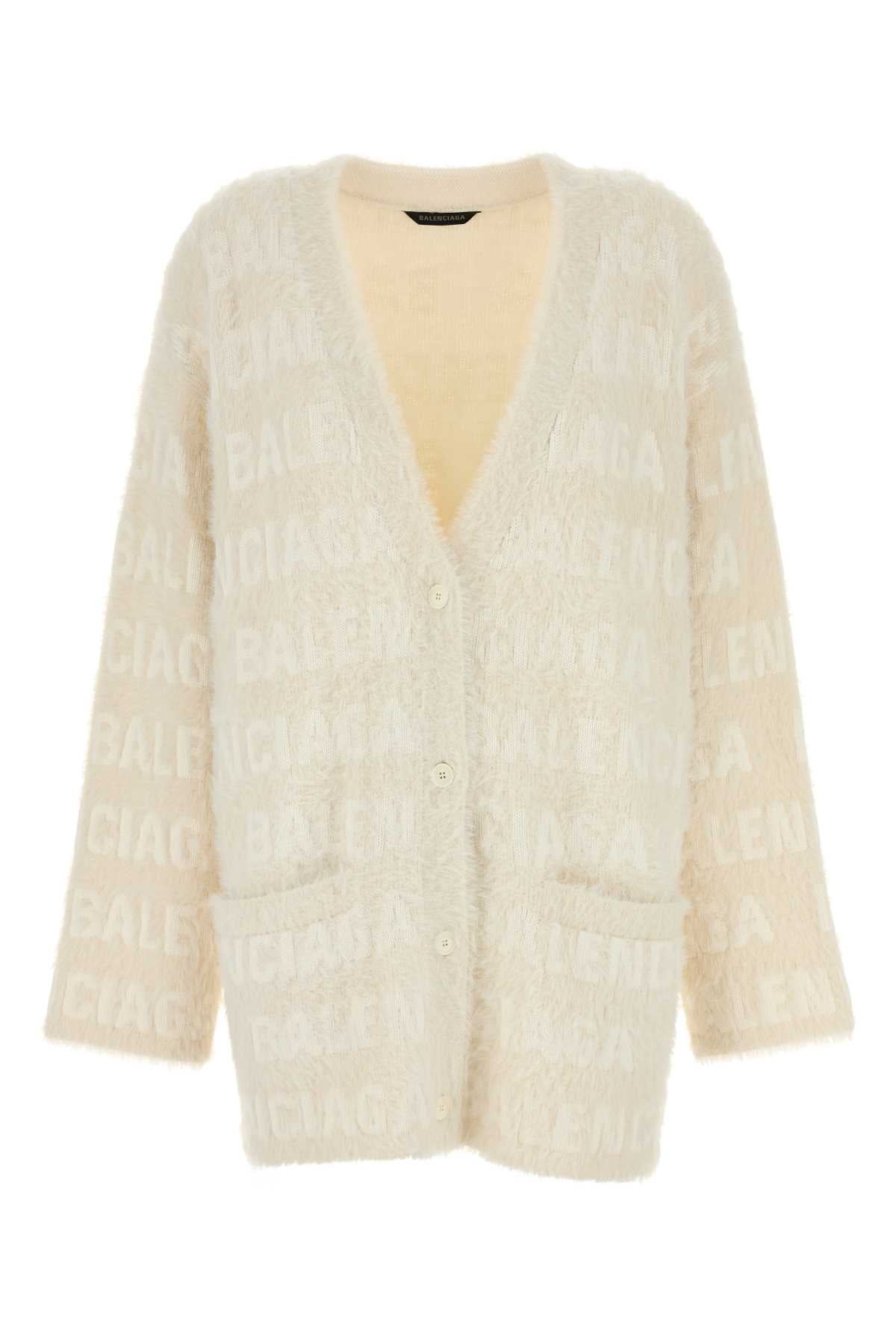 BALENCIAGA Embroidered Wool Blend Cardigan