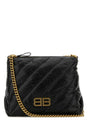 BALENCIAGA Mini Black Leather Crush Shoulder Handbag