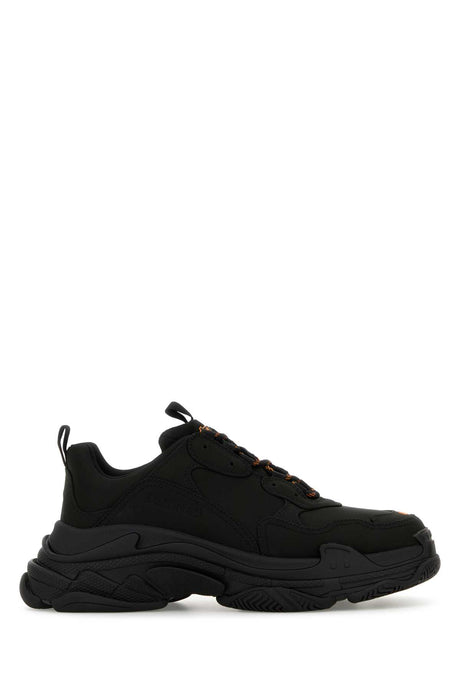 BALENCIAGA Men's Black Satin Triple S Sneakers