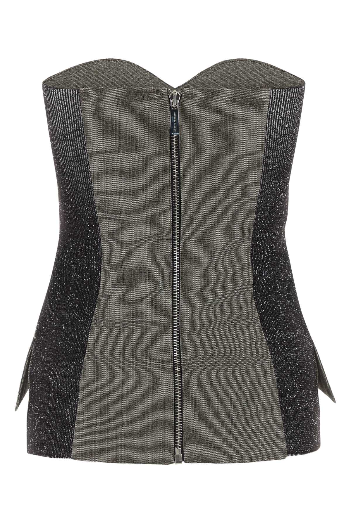 ALBERTA FERRETTI Dove Grey Wool Bodice Top for Women - Size Mini