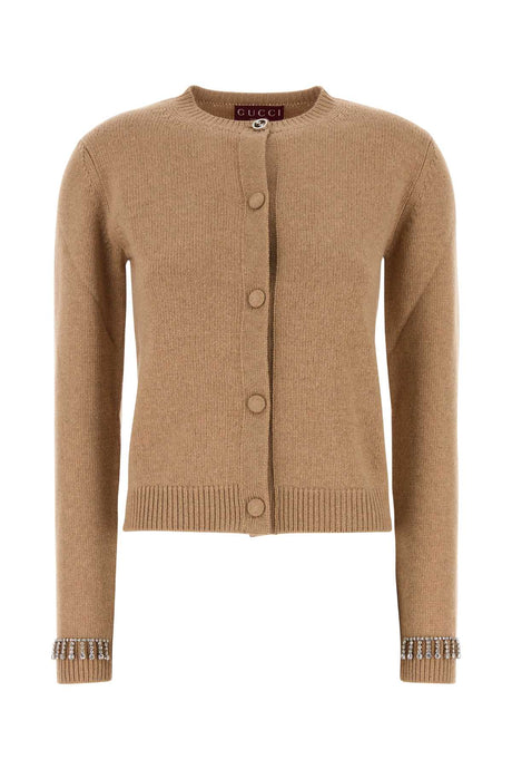 GUCCI Elegant Camel Wool Blend Cardigan for Women