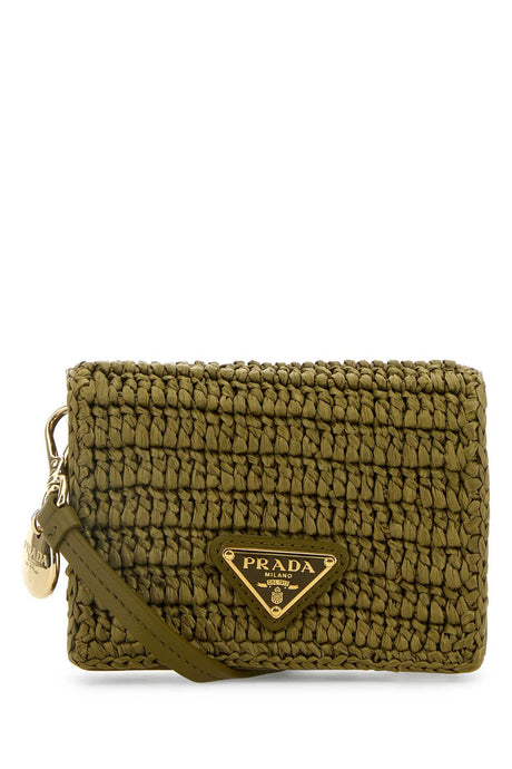 PRADA Mini Raffia Card Holder