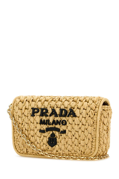 PRADA Mini Raffia Crossbody Handbag