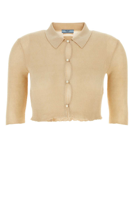 PRADA Elegant Sand Knit Cardigan