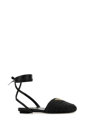 PRADA Chic Black Raffia Sandals for Women - Summer Style