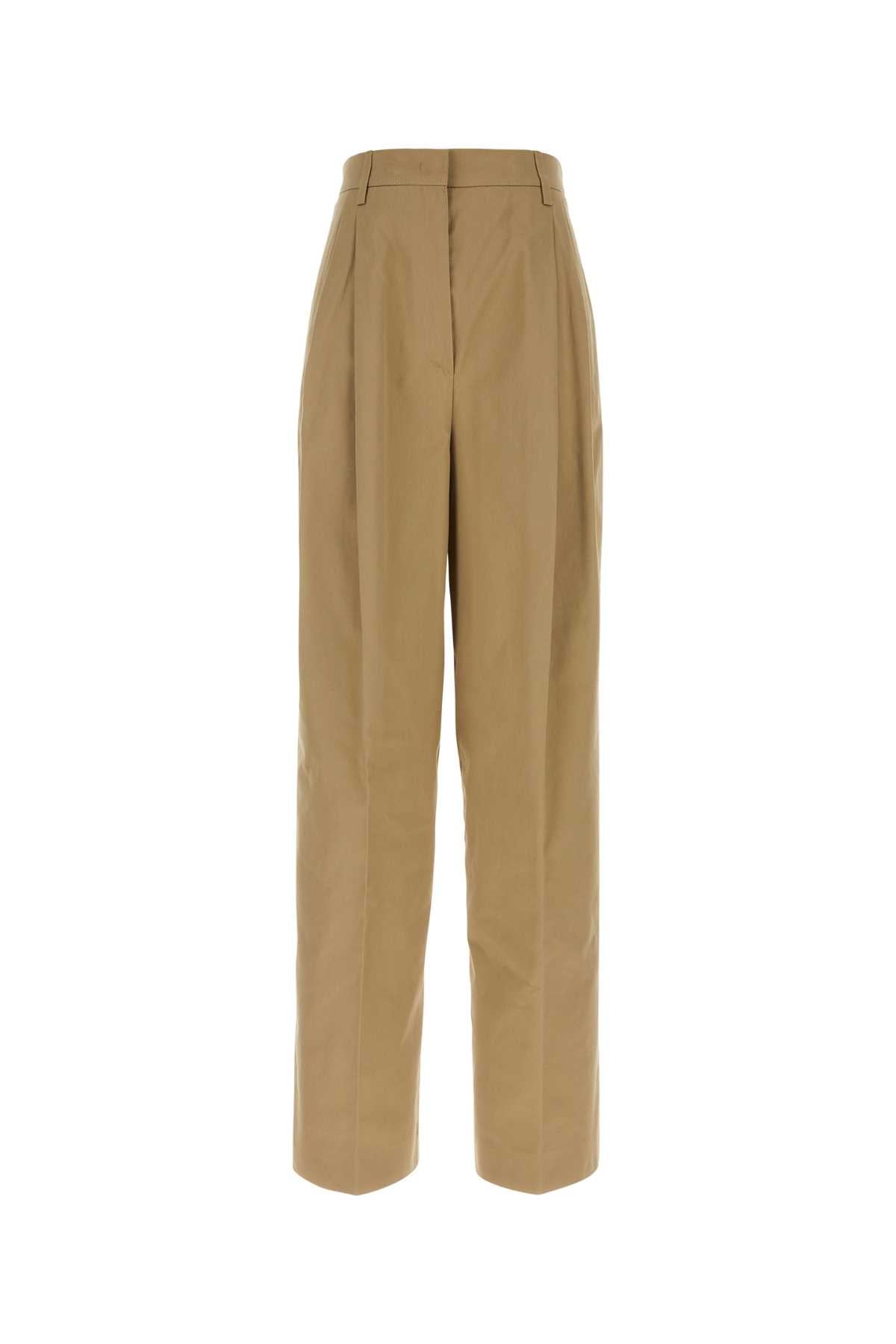 PRADA Chic Beige High-Waisted Cotton Pants for Women - Perfect for Every Occasion