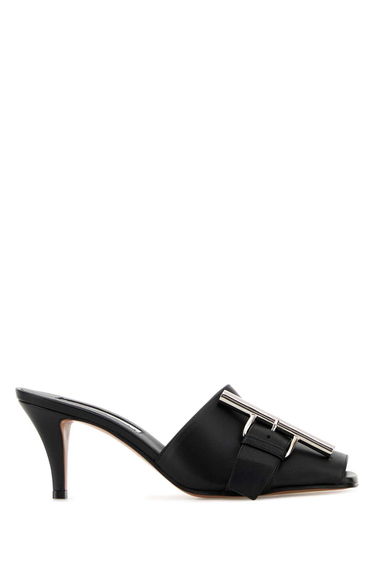 ALEXANDER MCQUEEN Elegant Black Leather Flats with 7 cm Heel for Women