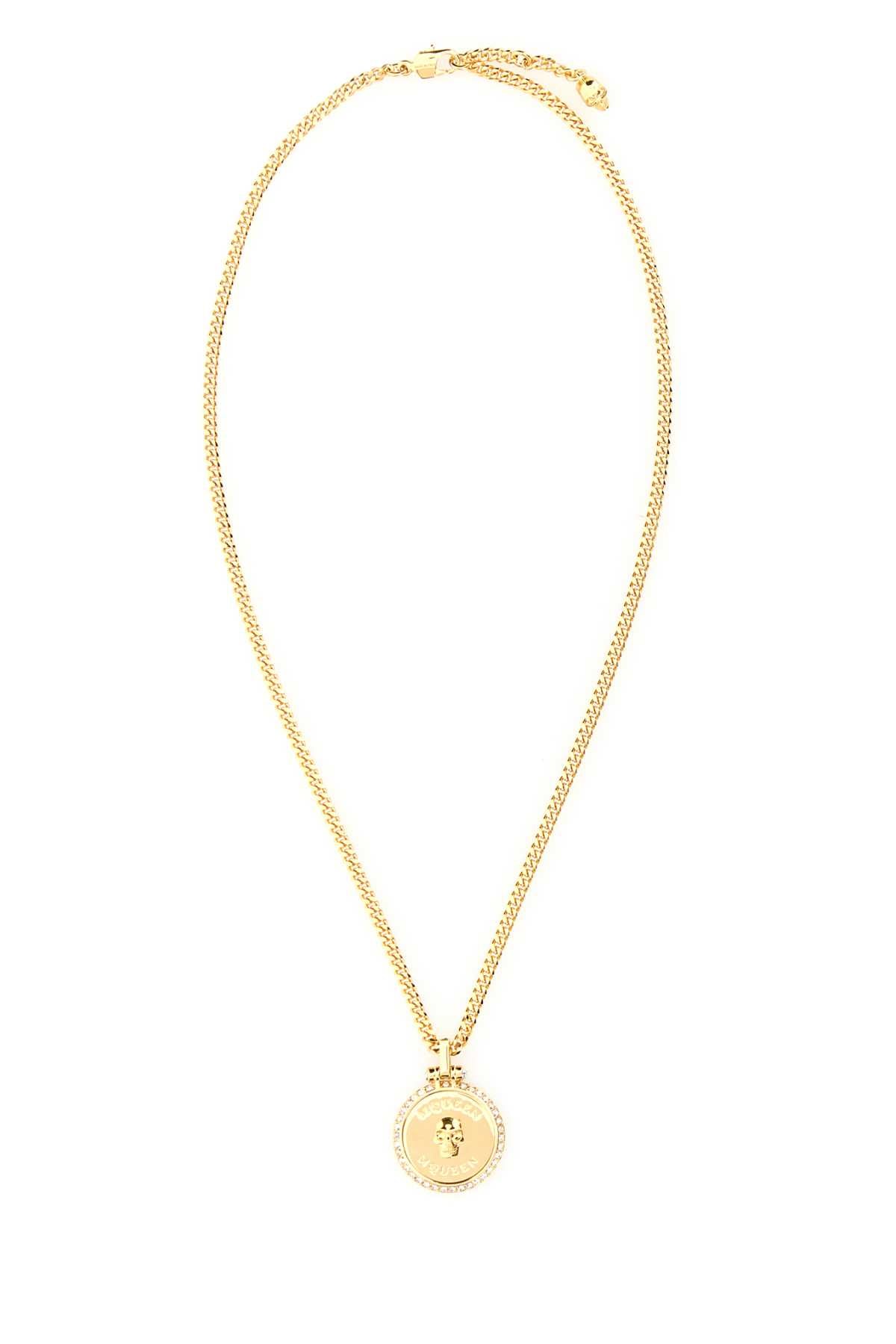 ALEXANDER MCQUEEN Mini Gold Metal Sovereign Skull Necklace - 43.5 cm to 46 cm