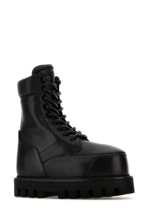 ALEXANDER MCQUEEN Elegant Black Leather Ankle Boots with 4.5 cm Sole Height